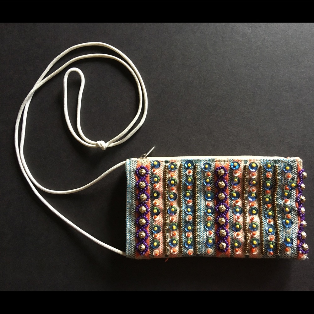 Beaded crossbody phone concert purse made in India